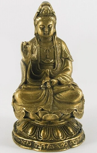 

Бесплатная доставка 0 Kwan Yin Kuan yin Бронзовая статуя лотоса
