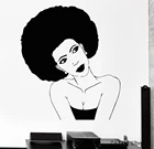 Афро прическа виниловые черные настенные наклейки африканские женские волосы стилист салон красоты стикер индивидуальный дизайн обои H322