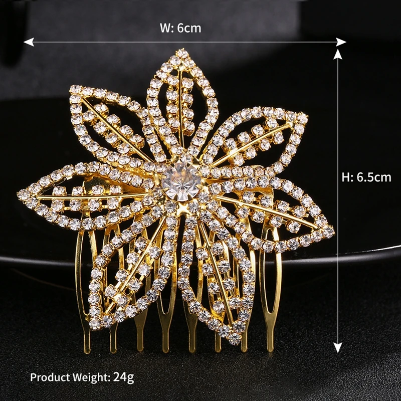 Minlover кристалл цветок гребни для волос булавки ювелирные изделия невесты милые