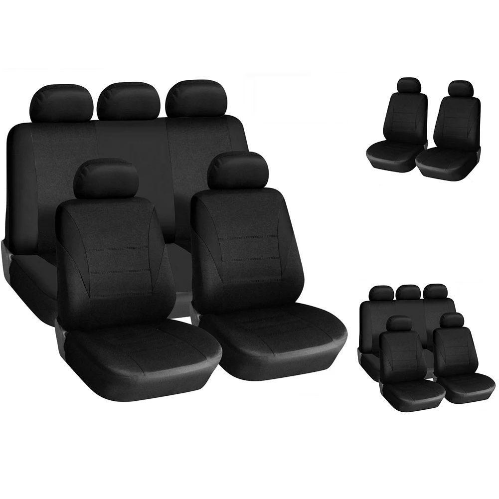 Black9pcs Универсальный дышащая автомобиль 5-Чехлы подушек ткань моющиеся интерьер полный протекторы сиденья - Название цвета: Black9pcs