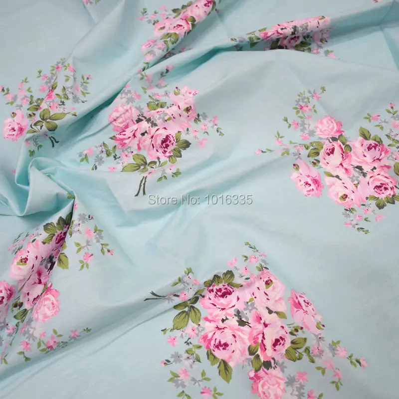 

Hot Blue Big Rose Printed 100% Cotton Fabric Meter for bed linen or clothing