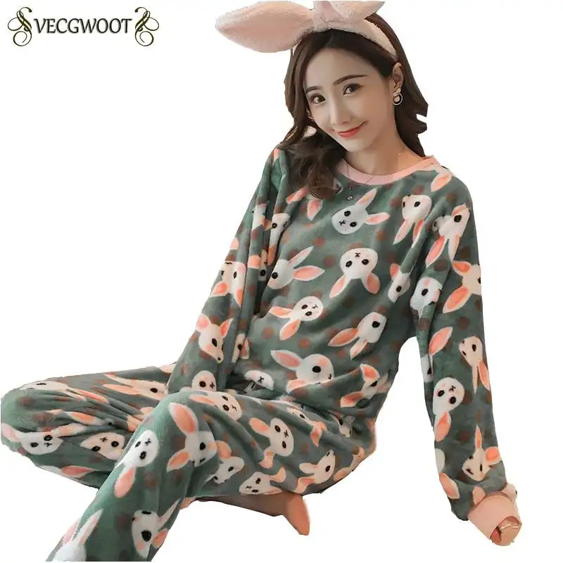 Осенне зимние пижамные комплекты из бархата кораллового цвета женские корейские