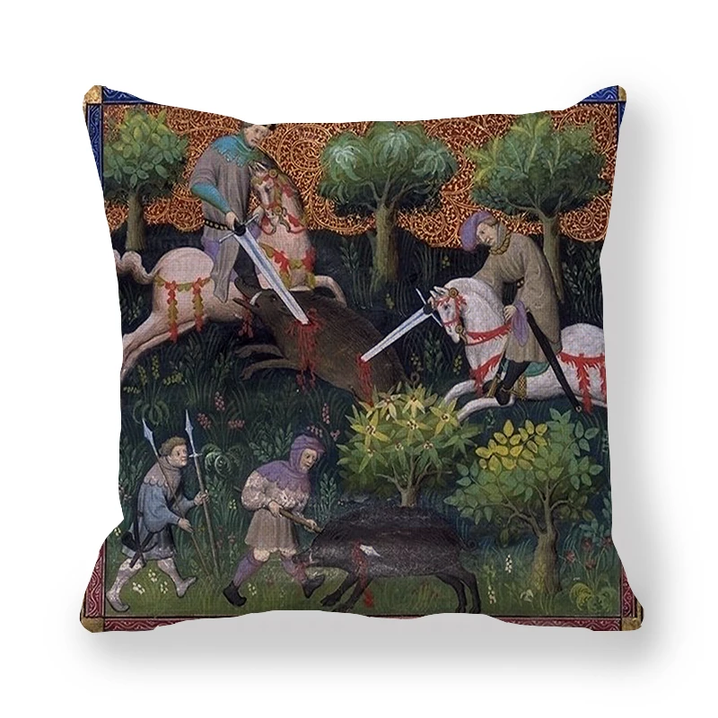 17 45cm*45cm medieval greyhound and Royal Hunt linen/cotton throw pillow covers couch cushion cover home decor pillow - Цвет: 17