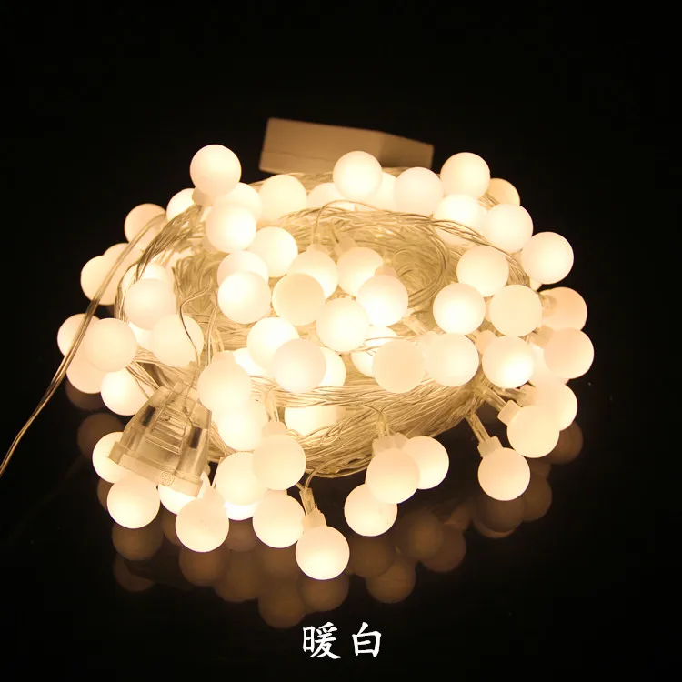 warm white with ball 220 В, 10 м, 100 светодиодов, разноцветные огни для свадьбы, дня рождения, вечерние украшения, торжества, свадеб, мероприятий, вечерние, домашний декор, Рождество, led - Цвет: warm white with ball