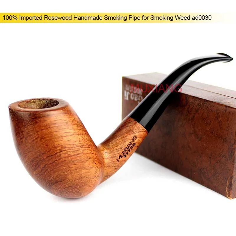 

MUXIANG10 Smoking Tools Kit Imported kevazingo wood Tobacco Pipe Handmade with 9mm filter Bent Smoking Pipe with Cleaners ad0030