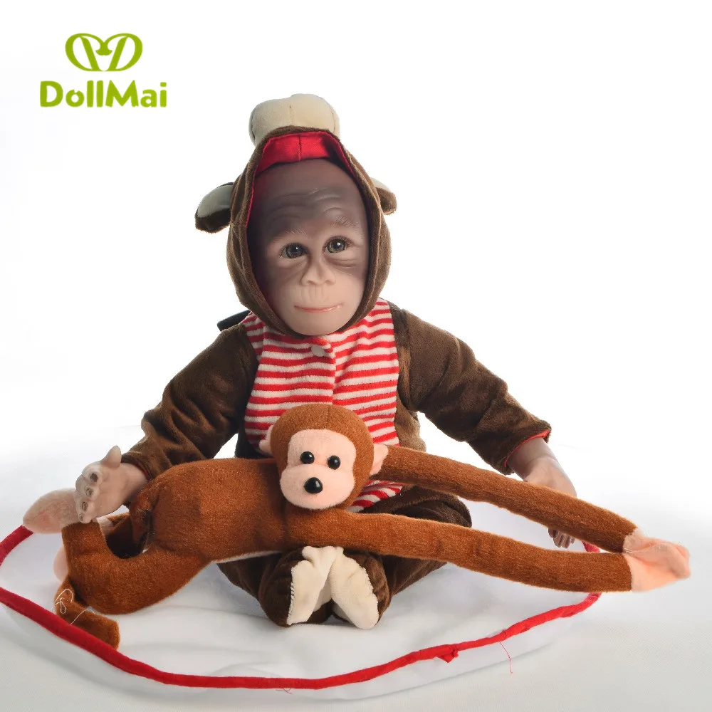 Macaco bonecas reborn 19 &quot46 см мягкие силиконовые куклы для новорожденных игрушки косплея
