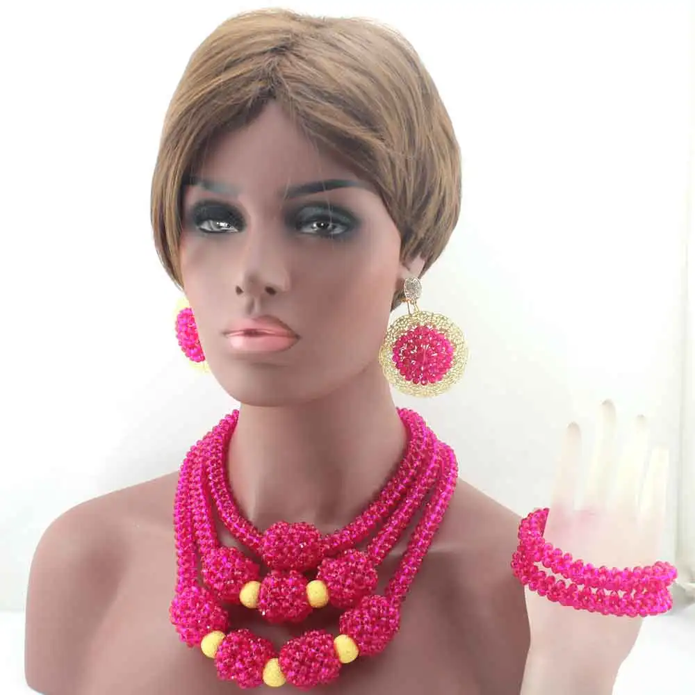 Новый розовый нигерийский традиционный свадебный комплект бисера Африканский