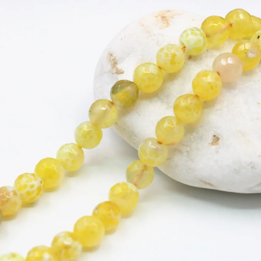 

Yellow Natural Fire Agates Stone Faceted 6 8 10 12mm Round Loose Beads for Jewelry Making Carnelian Onyx Findings 15inch A352