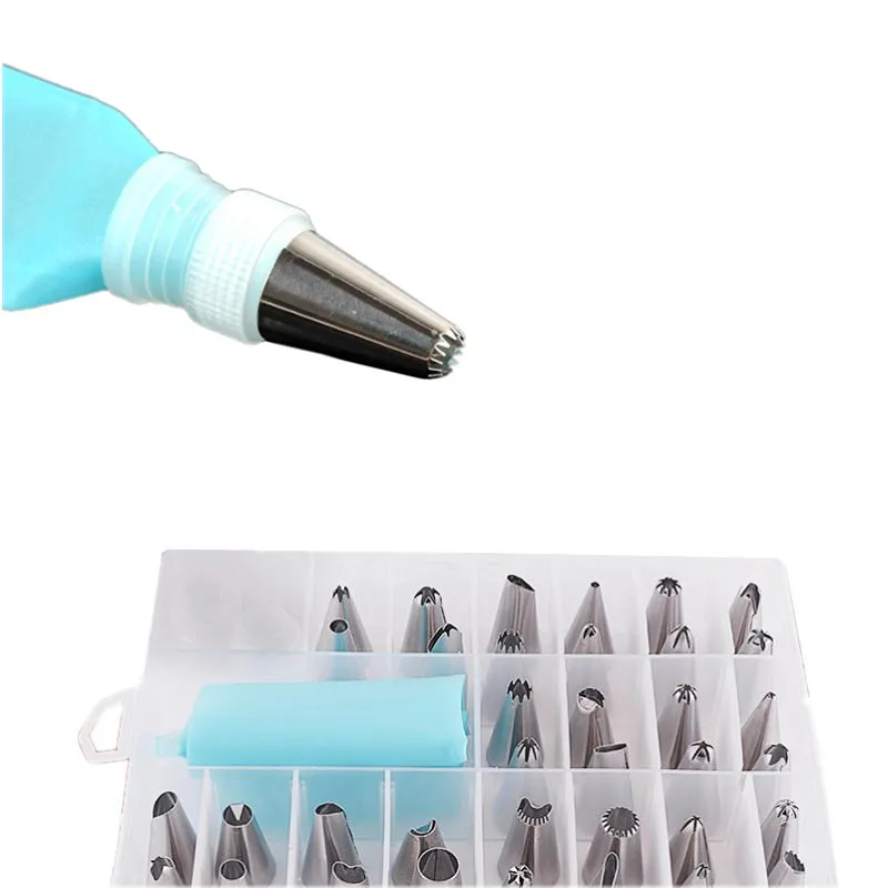 

1 PCs Silicone Icing Piping Cream Pastry Bag+36Stainless Steel Nozzle DIY Tips Set Kitchen Dessert Cake Decorating Tools