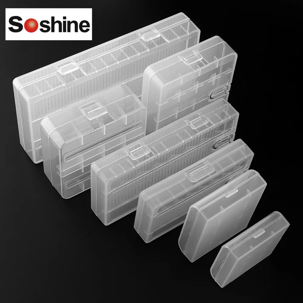 Soshine 7 различных жестких пластиковых коробок для хранения батарей с крючком 18650