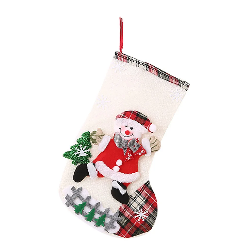 Рождественские чулки Decoracao Para Casa носки Санта Клаус Конфеты мешочек Xmas висит декор рождественские носки украшения - Цвет: C
