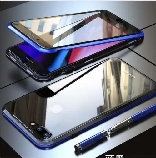 360 blue Luphie ультра тонкий авиационный алюминиевый бампер для iPhone 7 8 CNC призматическая форма рамка металлическая кнопка Крышка для iPhone7 plus бампер - Цвет: 360 blue