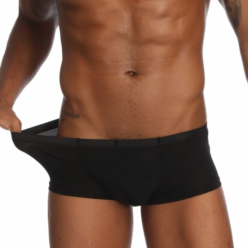 Pinky Senson Summer Ice Silk Men Underwear Seamless Transparent Boxer Short Ultra Thin Sheer Breathable Pantie Underpant