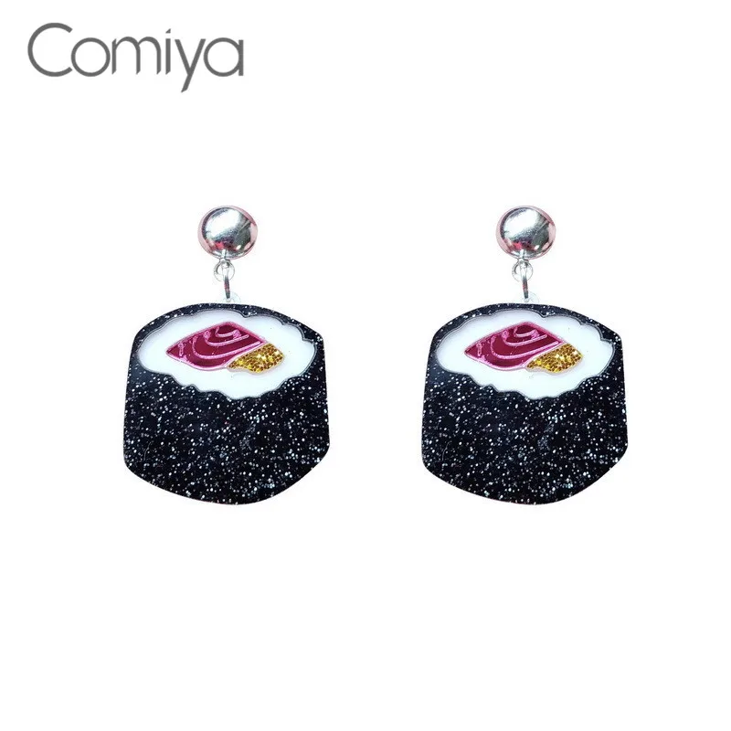 Женские дизайнерские серьги Comiya большие акриловые подвески с узором суши