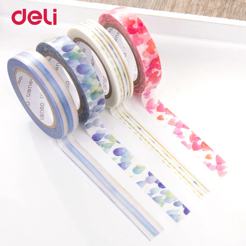 4 шт. бумажные декоративные клейкие ленты Deli DIY милая Васи-лента Маскировочная