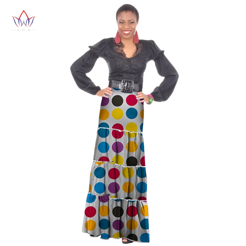 2019 летние женские юбки в африканском стиле гофрированные длинные без пояса Bazin