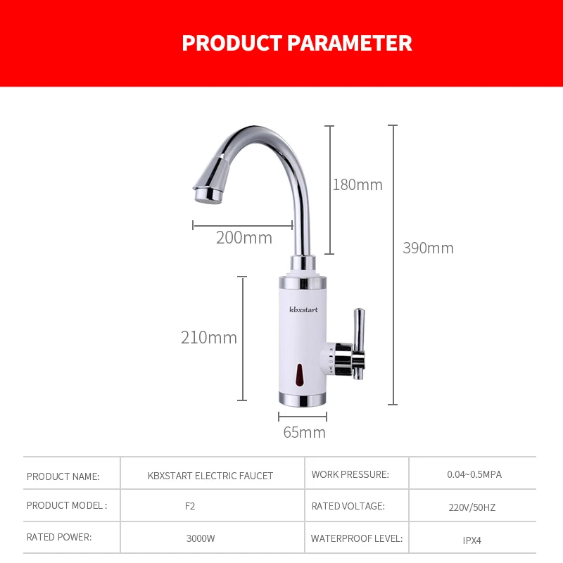Kbxstart 3000W Instant Water Heater 3 Seconds Fast Heating Calentador De Agua Electrico Faucet With Hot Torneira | Бытовая техника