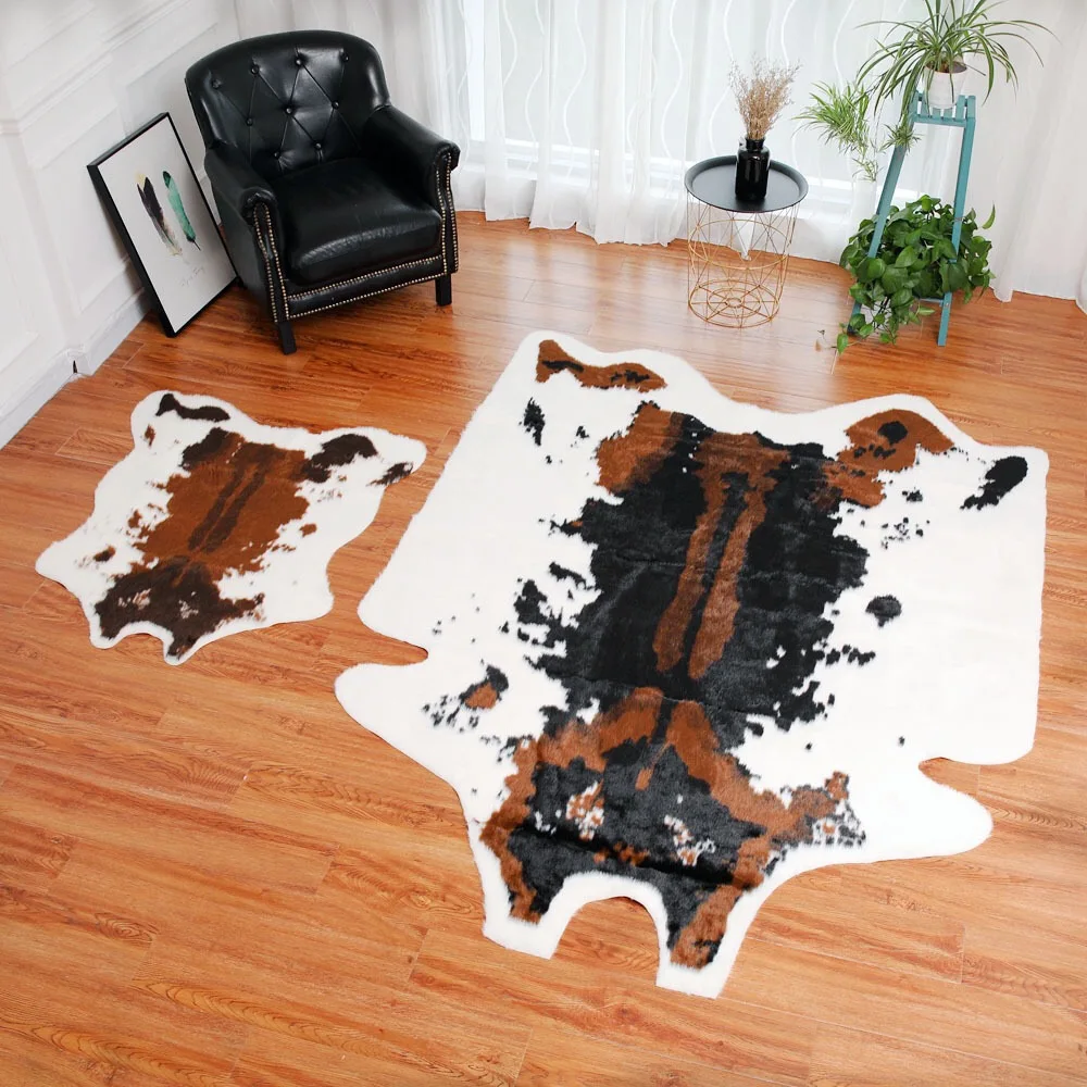 

Zebra/Cow Goat Printed Carpet Velvet Imitation Leather Rugs Cowhide Animal Skins Natural Shape Carpets Decoration Mats 165x210