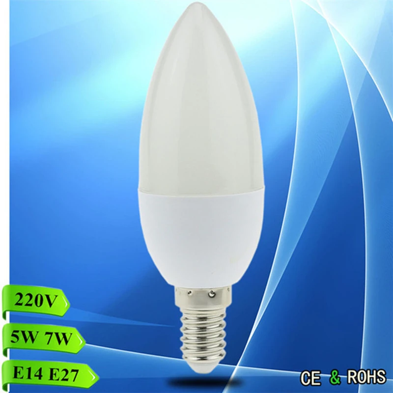 1X5W 7W светодиодная свеча лампа E14 E27 220V энергосберегающий прожектор
