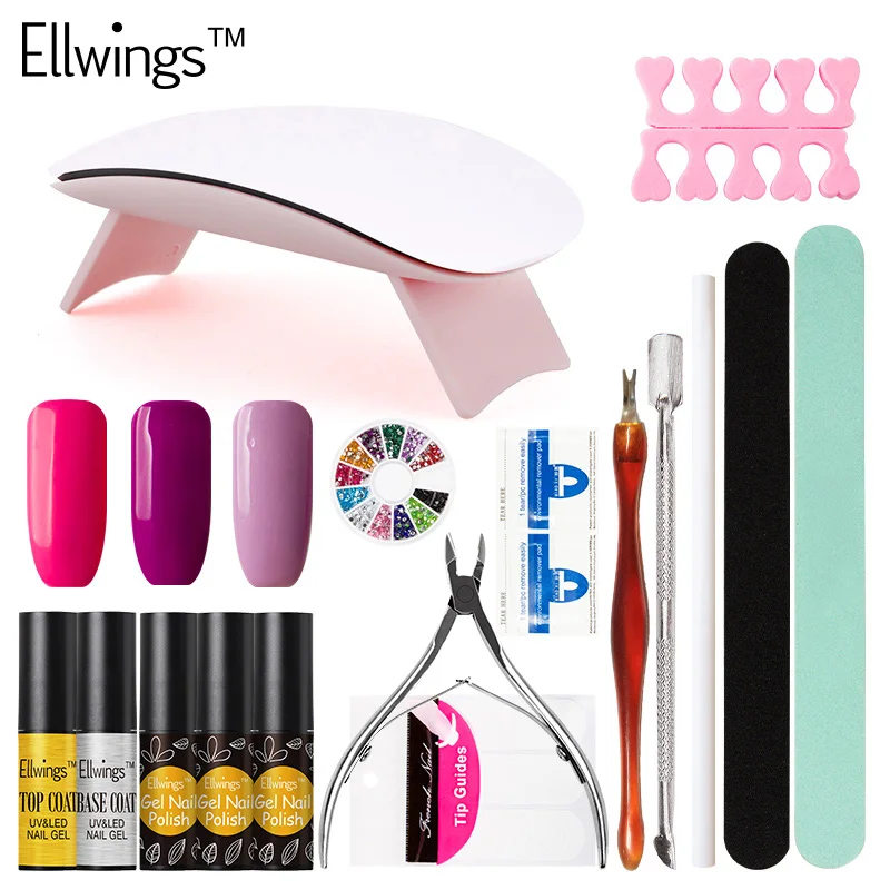 Ellwings 16 шт. гель Лаки ногтей Книги по искусству наборы выбрать 3 цвета DIY Польский