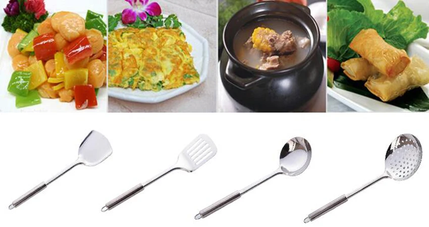 С антипригарным покрытием для кухни из нержавеющей стали кухонная лопатка с прорезями шпатель яйца токари Силикона Шпатель для антипригарная сковорода