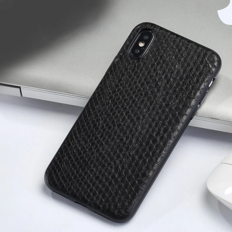 

JUNDONG Genuine Leather Phone Case For iPhone X Real Python Skin back cover For iPhone SE 5 5S 6 6S 7 8 Plus phone shell