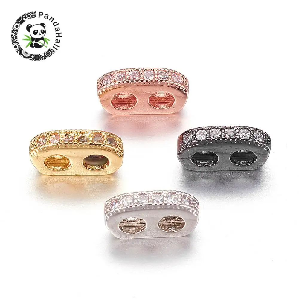 Бусины из латуни с микрозакрепкой квадратные смешанные цвета 5x9x2 мм отверстие: 2 5