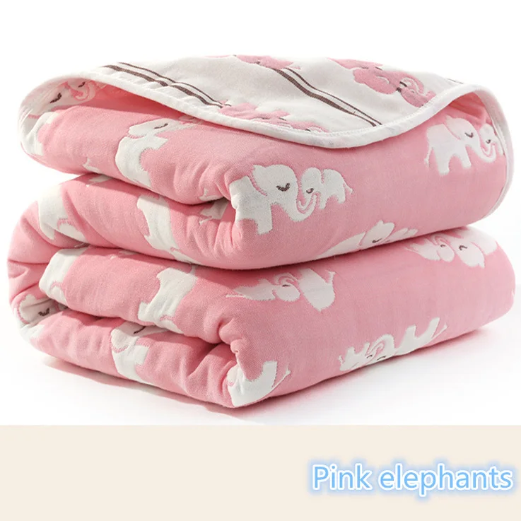 Pink elephant Детское одеяло 115 см Муслин Хлопок 6 слоев толщиной новорожденных пеленание осень ребенка пеленать постельные принадлежности дышащие получения Одеяло - Цвет: Pink elephant