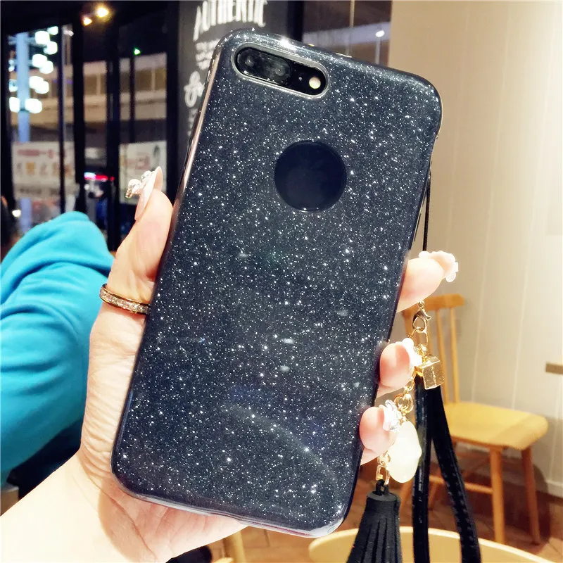 Чехол из поликарбоната+ ТПУ+ Блеск Блестящий Футляр для iphone 11 Pro XS макс 7 8, 6, 6S Plus, X XR 3 Слои Bling милый мягкий силиконовый чехол