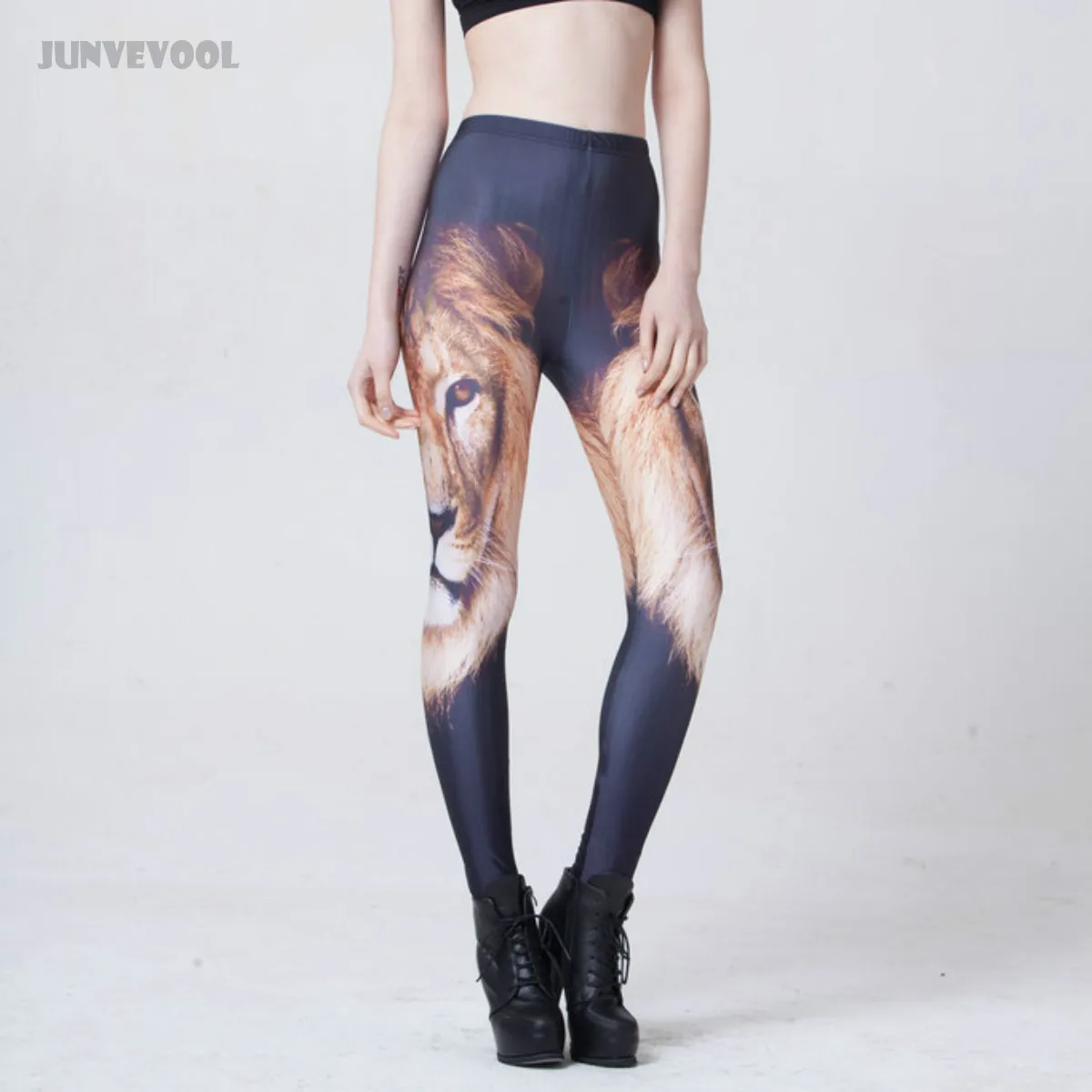Фитнес тонкие женские брюки с рисунком льва Модные Женские легинсы принтом