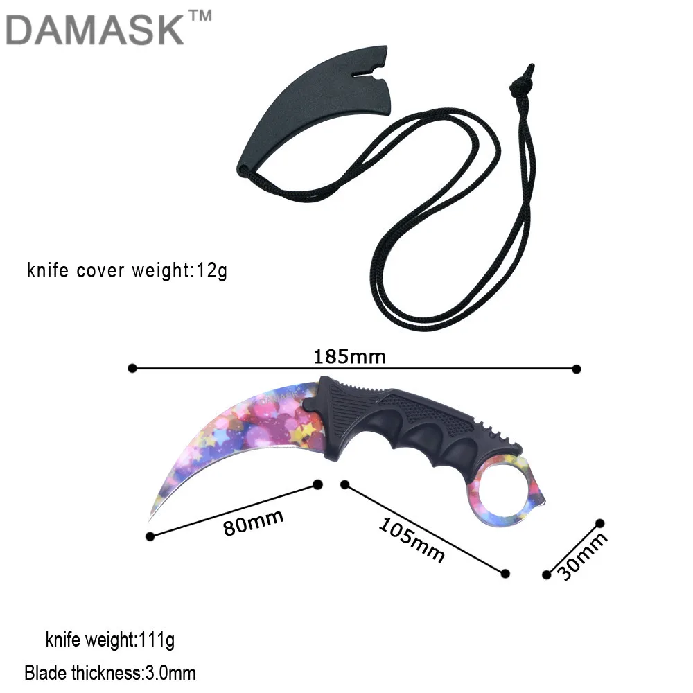 DAMASK CS GO Counter Strike Karambit нож с фиксированным лезвием для самообороны Кемпинг Охота