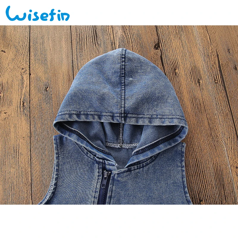 Wisefin/ г. Летние комбинезоны для детей; джинсовые худи; одежда для малышей; Одежда для новорожденных без рукавов на молнии; одежда для малышей; комбинезон