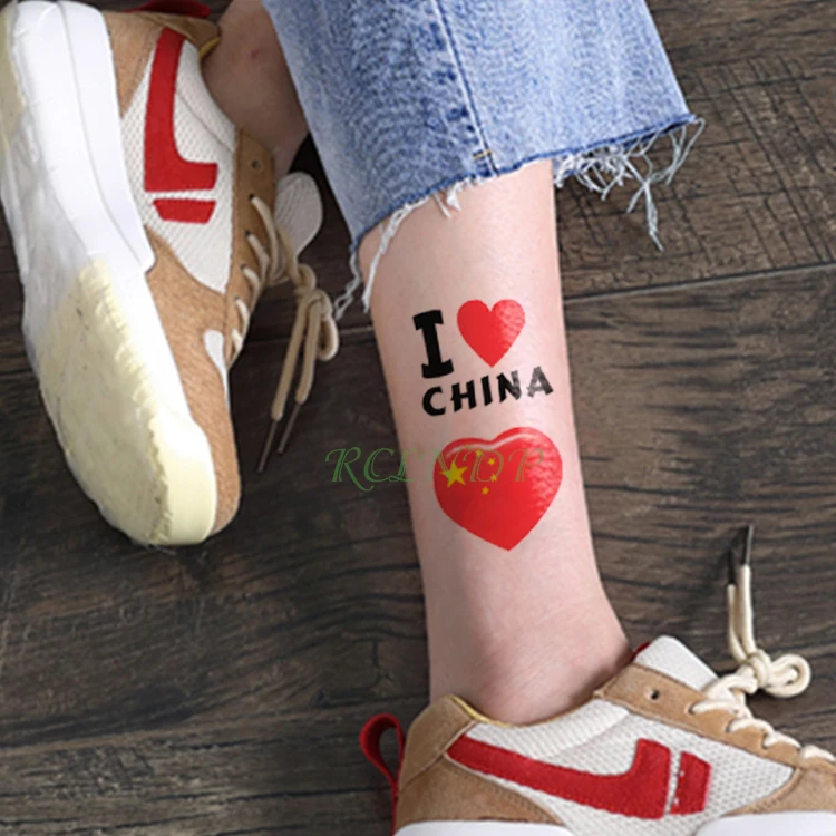 Водостойкая Временная тату-наклейка искусственная Татуировка I LOVE China флэш-тату