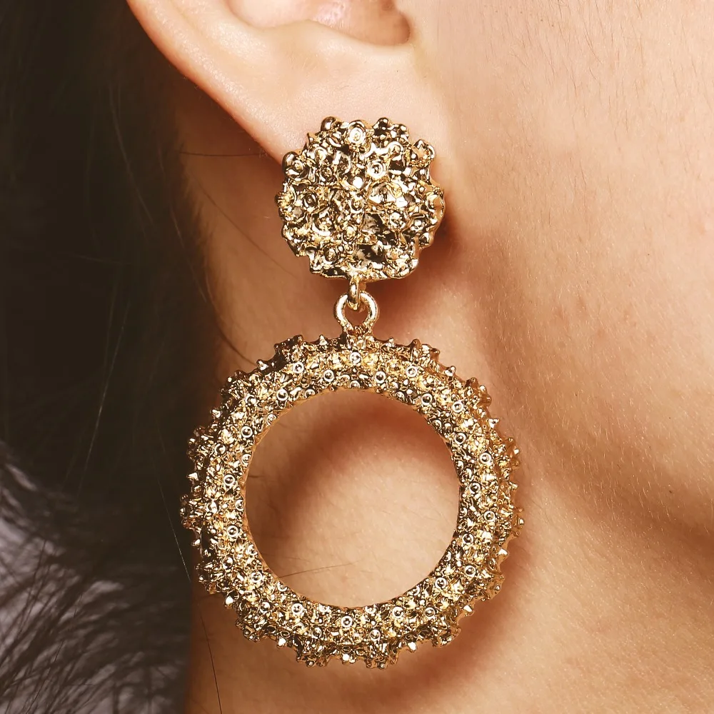 Женские серьги подвески ZA золотистые круглые с бахромой в богемном стиле