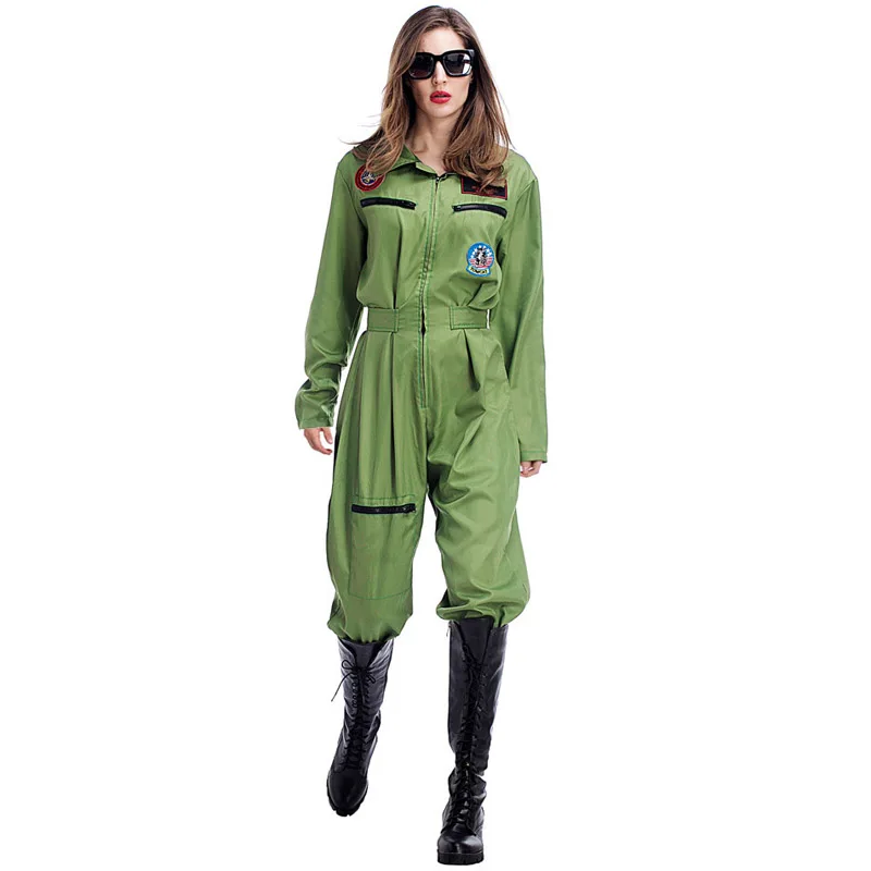 Женские костюмы пилота униформы на Хэллоуин армейский летчик Авиатор спортивный