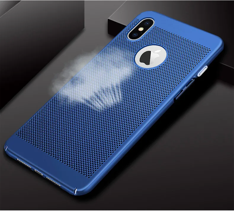 Полые чехлы для рассеивания тепла Жесткий ПК iPhone X XR XS Max Slim Grid теплоотвод телефона