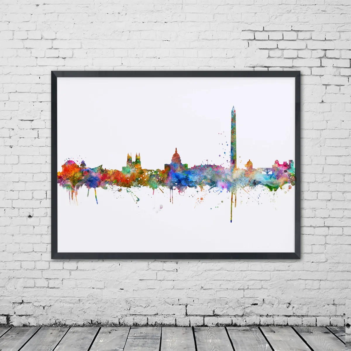 Washington DC Skyline художественная живопись настенное искусство City постер акварельное