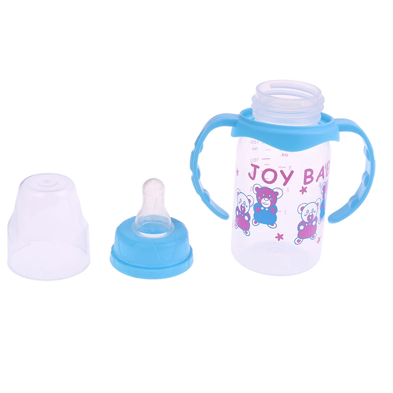 125ml Straw Handle Feeding Bottle Baby Bottle Kids Cup Silicone Sippy Children Training Cups Cute Baby Drinking Water