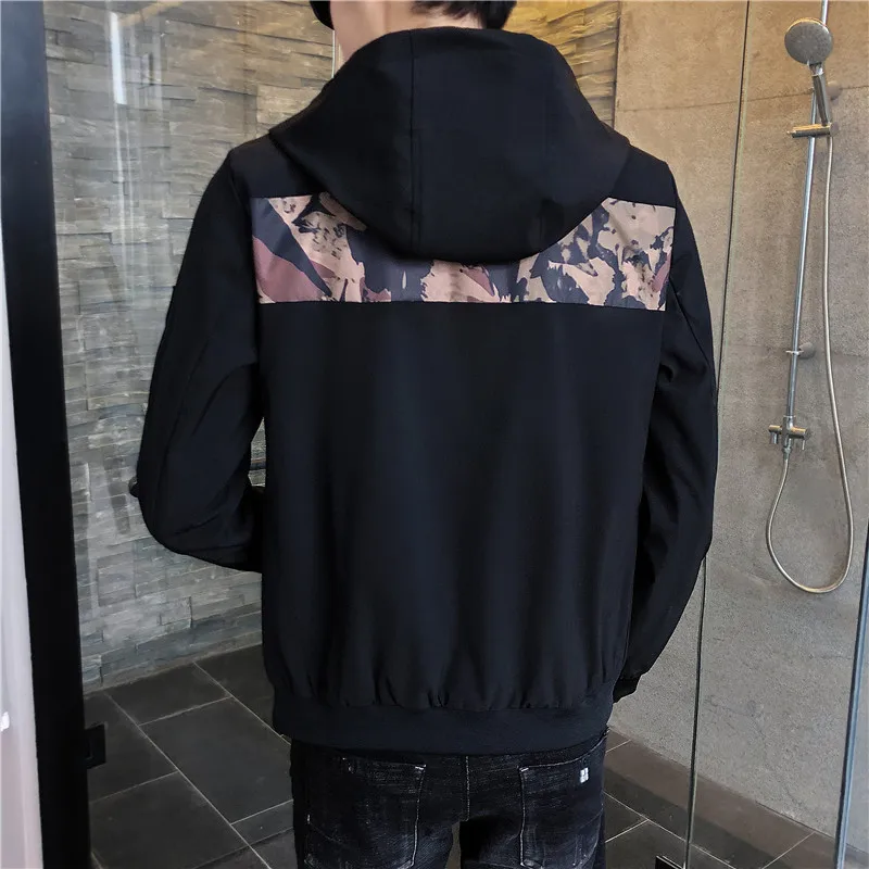 Мужская верхняя одежда с капюшоном повседневная куртка бомбер полосками на