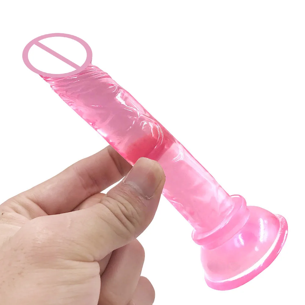 Супер маленький дилдо с чашкой отсоса реалистичный мягкий пенис желе Анальная
