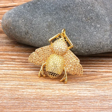 Pendant-Gold Популярные Подвеска золотого цвета цепи Цепочки и ожерелья микро проложить AAA CZ Ювелирные украшения Мёд ожерелье с кулоном «пчела» для Для женщин Для мужчин вечерние подарок - Окраска металла: Pendant-Gold