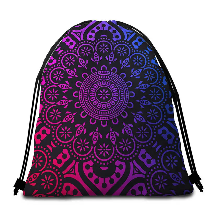 002 DoubleSide Bag BeddingOutlet, мандала, гобелен, разноцветный цветок, Круглый, пляжное полотенце, богемный принт, Toalla, солнцезащитное одеяло, девчачий Коврик для йоги, 150 см - Цвет: 002 DoubleSide Bag