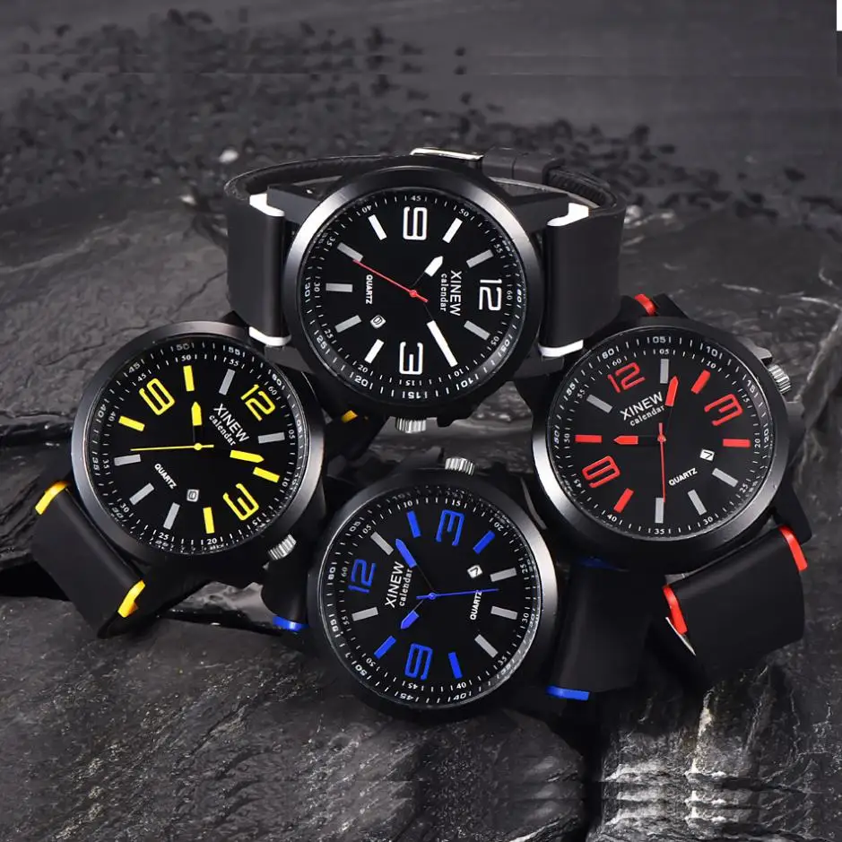 2018 Модные мужские Роскошные спортивные аналоговые кварцевые наручные часы из