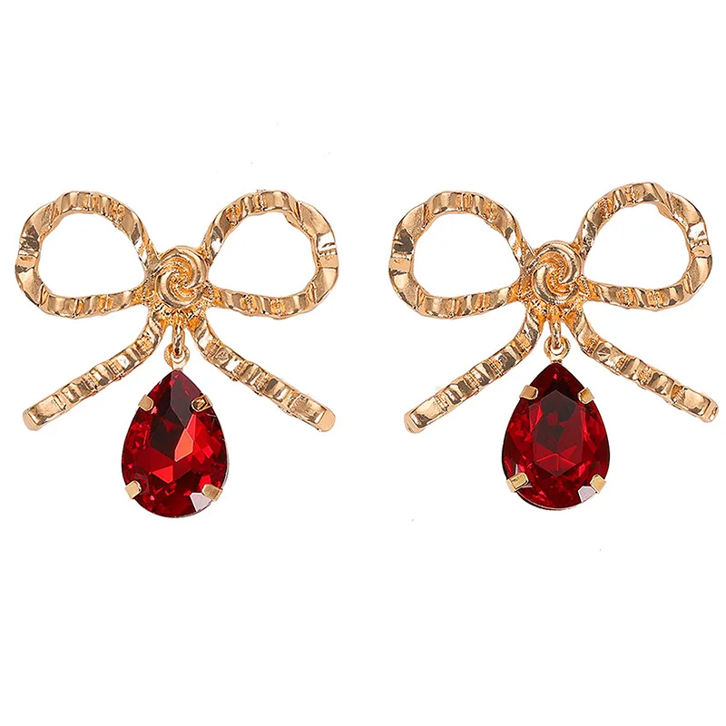 GEREIT ZA Women Statement Jewelry Colorful Water Drop Crystal Earrings Bow Alloy For Girls Wedding Classical | Украшения и