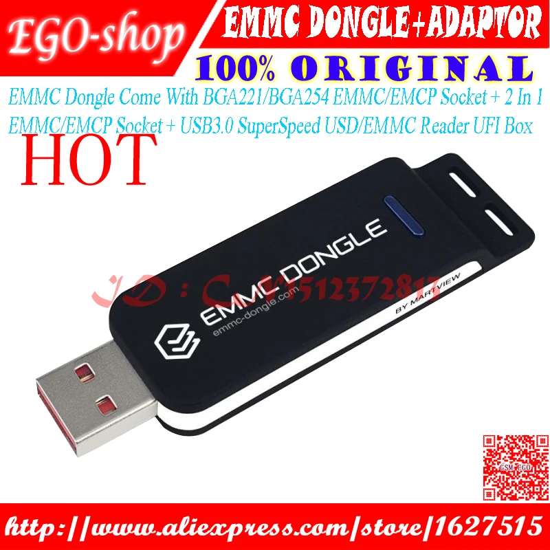 EMMC донгл поставляется с BGA221/BGA254 EMMC/EMCP разъем + 2 в 1 USB3.0 SuperSpeed USD/EMMC ридер UFI