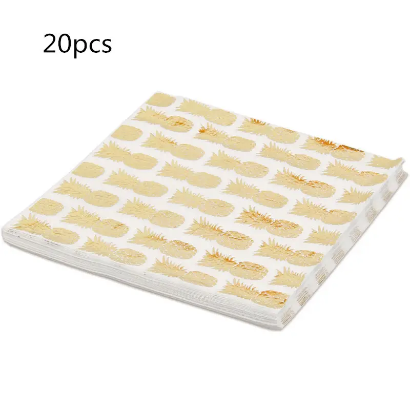 napkin 20pcs 8 шт., бумажные тарелки, розовое золото, тарелки в виде ананаса, одноразовые столовые приборы на день рождения, ананас, фламинго, тематические вечерние принадлежности - Цвет: napkin 20pcs