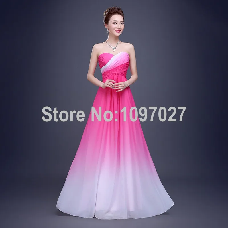 Дешевые Милая Градиент Шифон Вечернее Платье Корсет Назад Pleat Пром Партия На