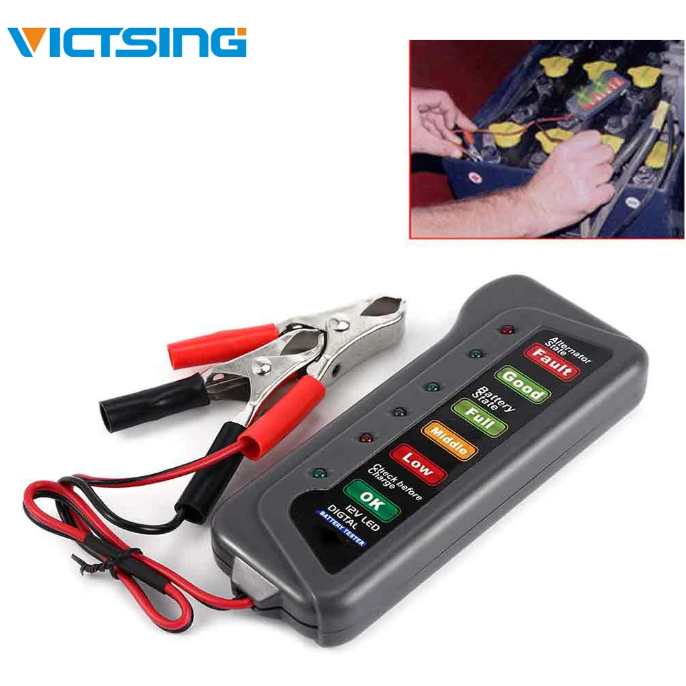 VicTsing T16897 12 в цифровой Батарея Генератор тестер с 6 светодио дный фонари дисплей