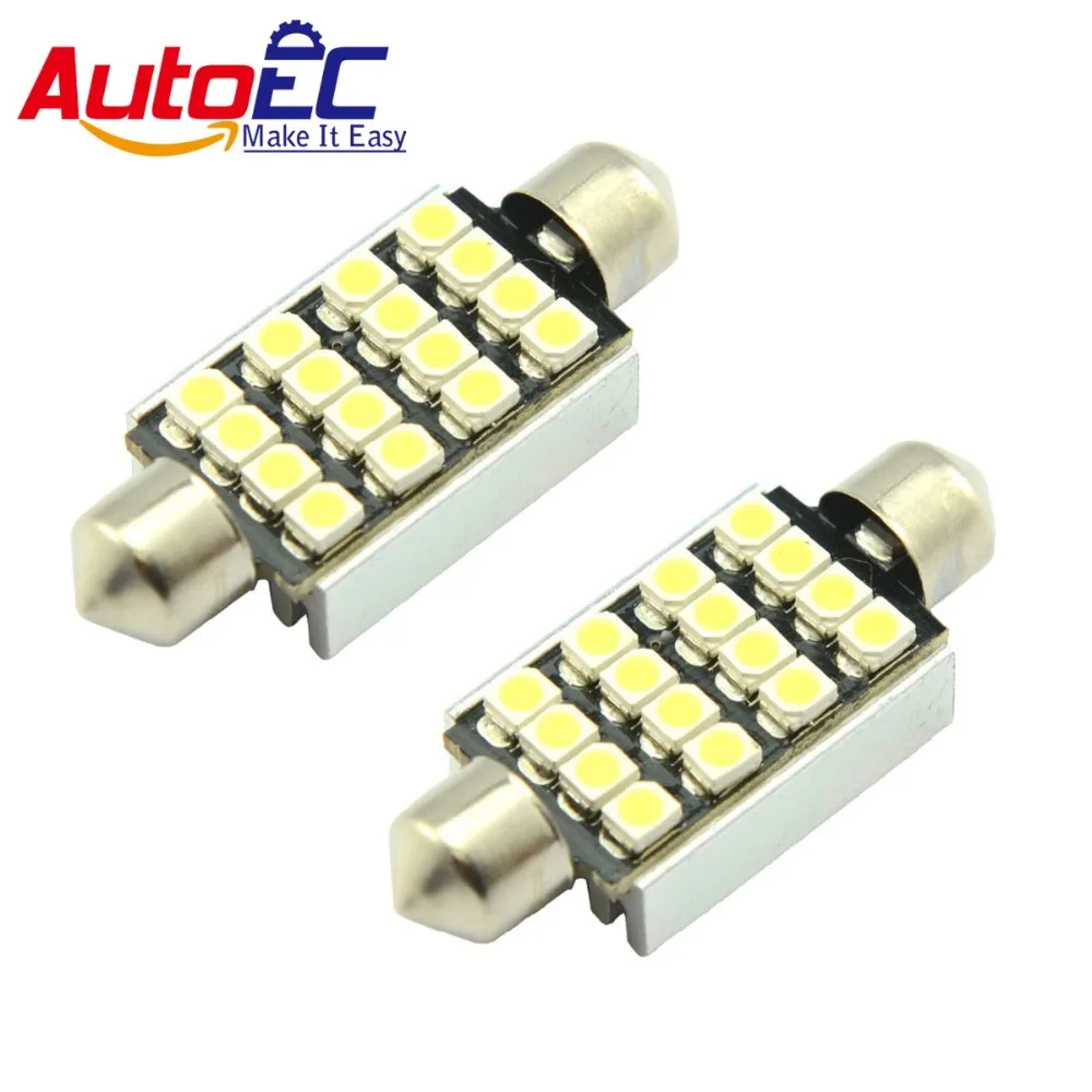 AutoEC 300 X Canbus 36 мм 39 42 гирлянда купольная 16 SMD 1210 3528 Светодиодный лампа для чтения на