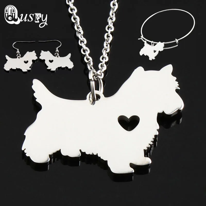 Нержавеющая сталь Йорки милая собака кулон Цепочки и ожерелья браслет серьги